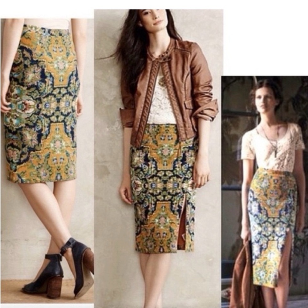 Maeve Multicolor Patterned Pencil Skirt Anthropologie